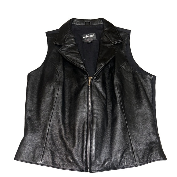 Wilsons Leather Jackets & Blazers - Wilson’s Leather Maxima Vintage Y2K Black Zip Up Vest Bikercore Large